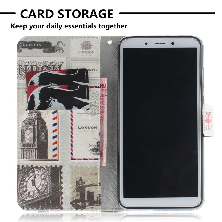 Pattern Printing Wallet Stand Leather Flip Case for Xiaomi Redmi 6 - London Elements-7