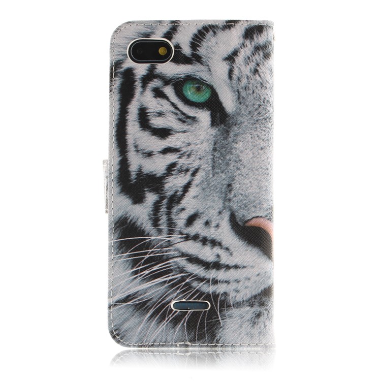 Pattern Printing Wallet Stand Leather Phone Cover for Xiaomi Redmi 6A - Tiger with Green Eye-3