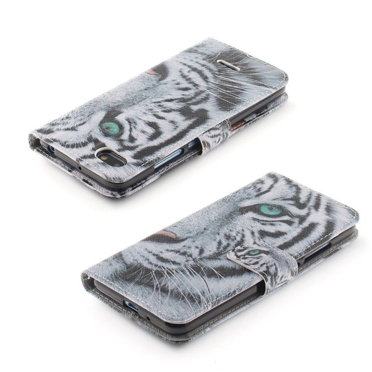 Pattern Printing Wallet Stand Leather Phone Cover for Xiaomi Redmi 6A - Tiger with Green Eye-4