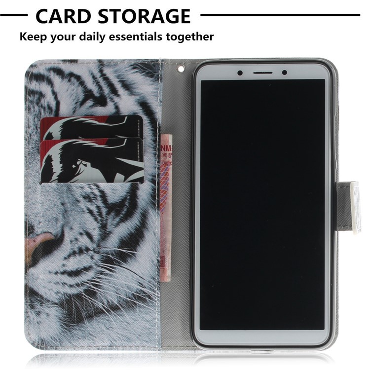 Pattern Printing Wallet Stand Leather Phone Cover for Xiaomi Redmi 6A - Tiger with Green Eye-7