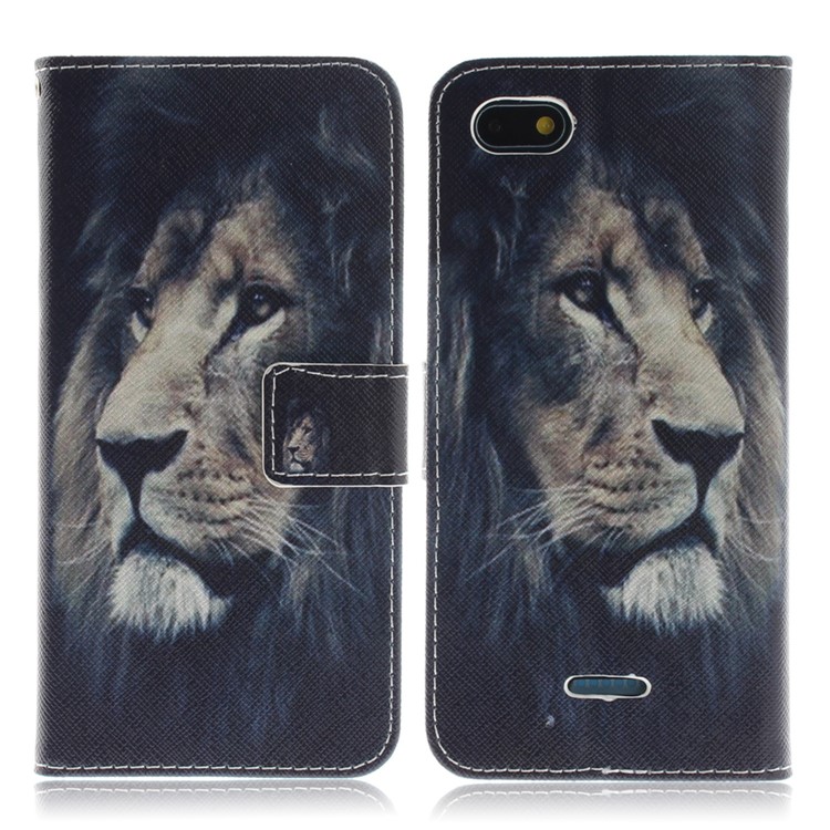 Pattern Printing Wallet Stand Leather Phone Shell for Xiaomi Redmi 6A - Lion-2