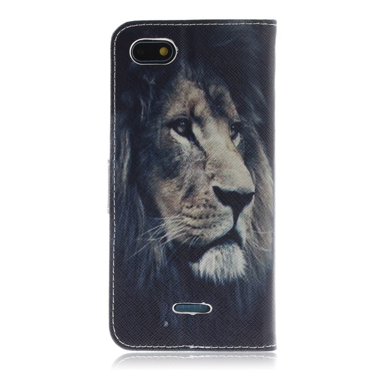 Pattern Printing Wallet Stand Leather Phone Shell for Xiaomi Redmi 6A - Lion-3