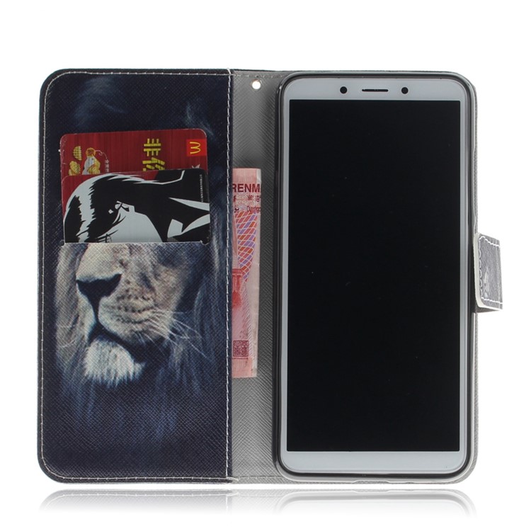 Pattern Printing Wallet Stand Leather Phone Shell for Xiaomi Redmi 6A - Lion-7