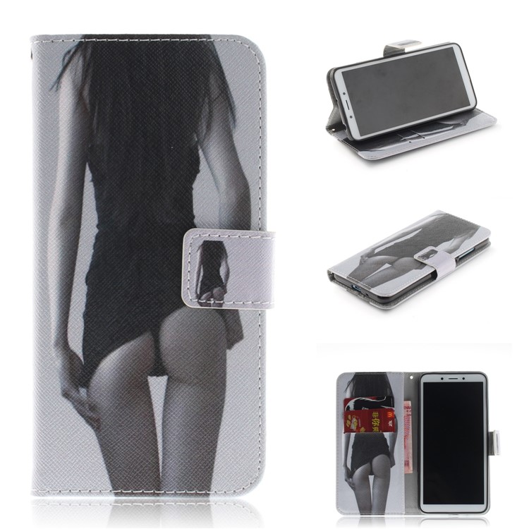 Pattern Printing Wallet Stand Leather Phone Casing for Xiaomi Redmi 6A - Hot Girl-1