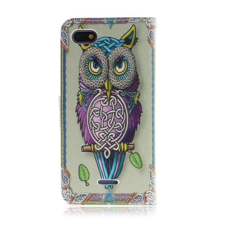 Pattern Printing Wallet Stand Leather Cell Phone Case for Xiaomi Redmi 6A - Colorful Owl-3