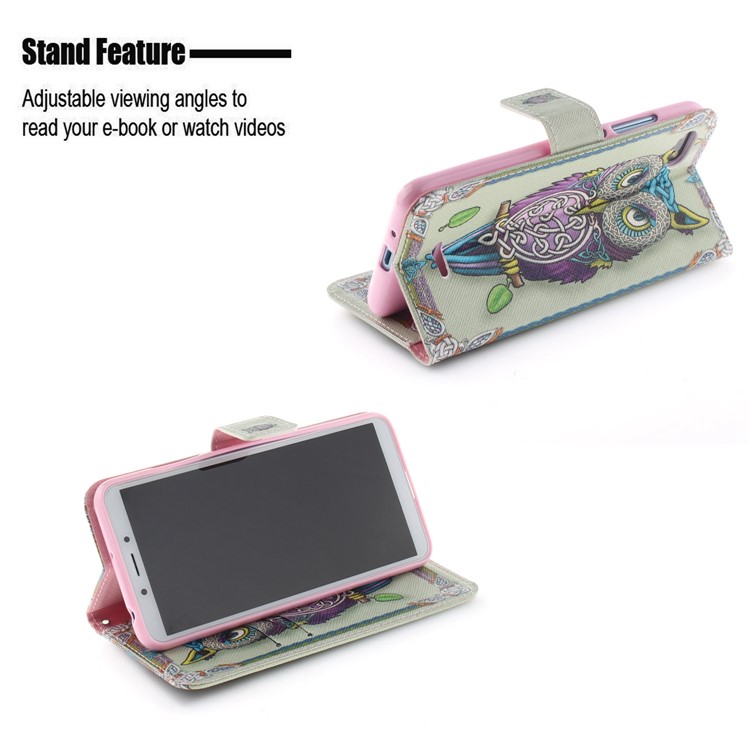 Pattern Printing Wallet Stand Leather Cell Phone Case for Xiaomi Redmi 6A - Colorful Owl-5