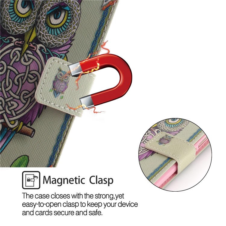 Pattern Printing Wallet Stand Leather Cell Phone Case for Xiaomi Redmi 6A - Colorful Owl-6
