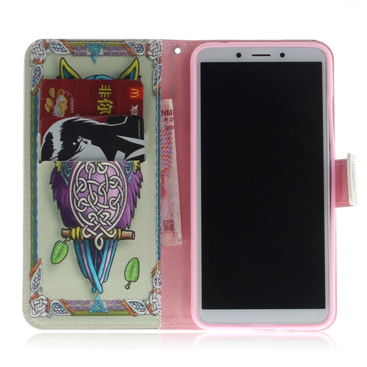 Pattern Printing Wallet Stand Leather Cell Phone Case for Xiaomi Redmi 6A - Colorful Owl-7