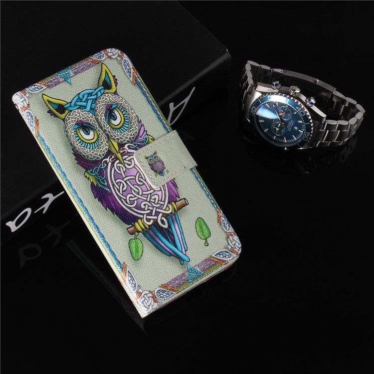 Pattern Printing Wallet Stand Leather Cell Phone Case for Xiaomi Redmi 6A - Colorful Owl-8