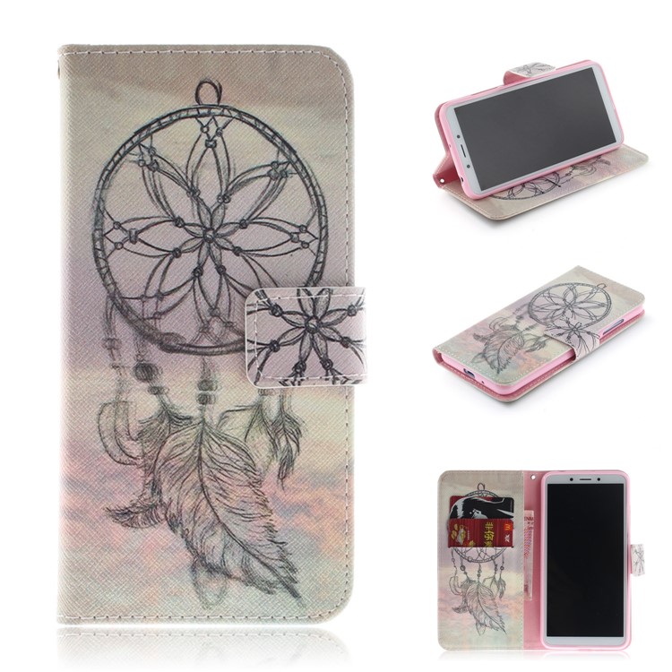 Pattern Printing Wallet Stand Leather Protective Case for Xiaomi Redmi 6A - Dream Catcher-1