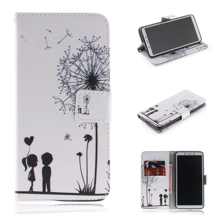 Pattern Printing Wallet Stand Leather Flip Cover for Xiaomi Redmi 6A - Dandelion and Lovers-1