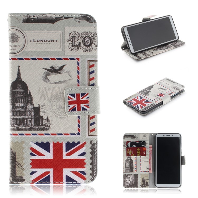 Pattern Printing Wallet Stand Magnetic Leather Phone Case for Xiaomi Redmi 6A - London Elements-1