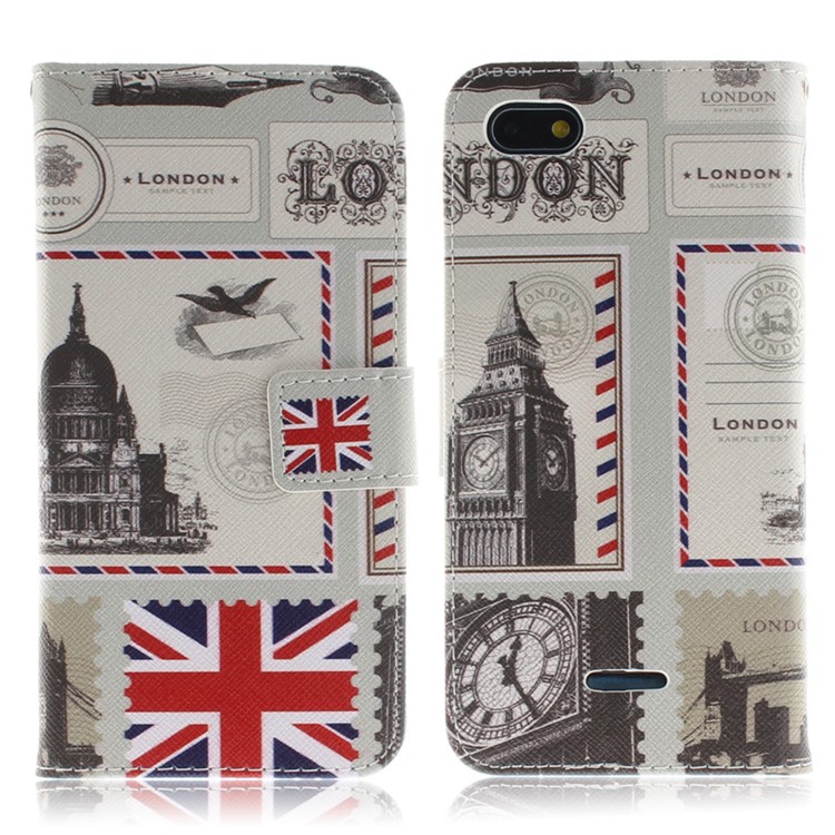 Pattern Printing Wallet Stand Magnetic Leather Phone Case for Xiaomi Redmi 6A - London Elements-2