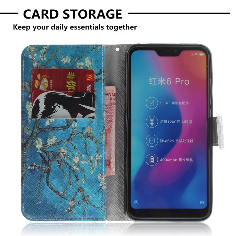 Pattern Printing Wallet Stand Leather Phone Case for Xiaomi Mi A2 Lite / Redmi 6 Pro - Wintersweet-7