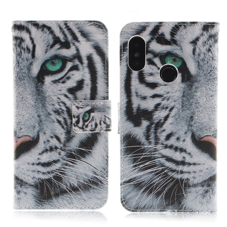 Pattern Printing Wallet Stand Leather Phone Cover for Xiaomi Mi A2 Lite / Redmi 6 Pro - Tiger with Green Eye-2