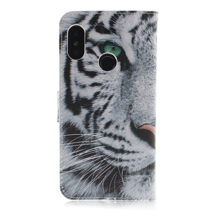 Pattern Printing Wallet Stand Leather Phone Cover for Xiaomi Mi A2 Lite / Redmi 6 Pro - Tiger with Green Eye-3