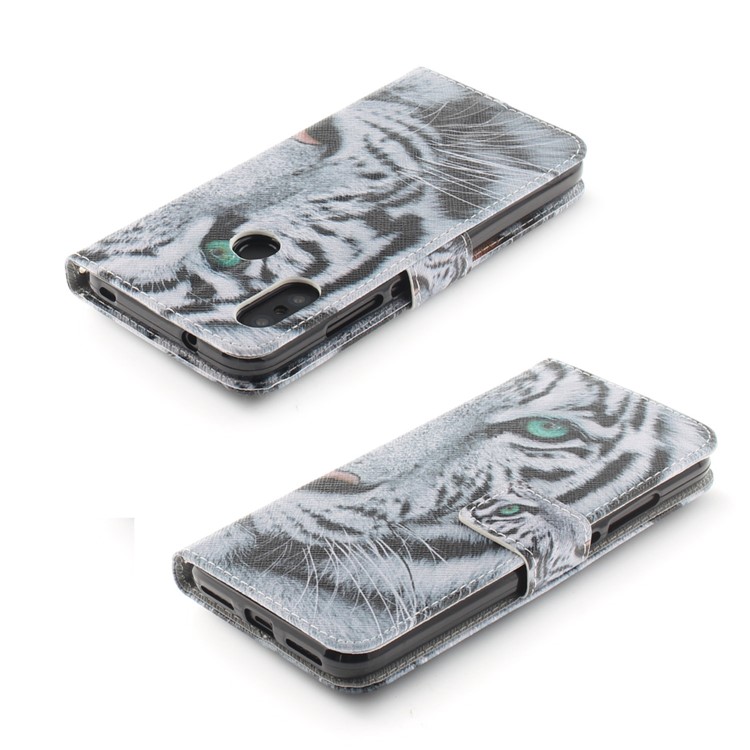 Pattern Printing Wallet Stand Leather Phone Cover for Xiaomi Mi A2 Lite / Redmi 6 Pro - Tiger with Green Eye-4