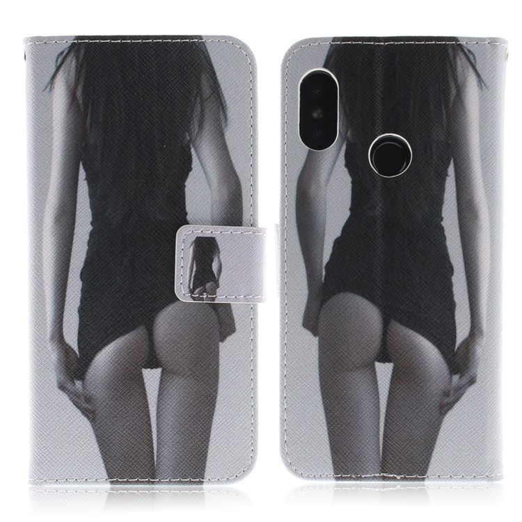 Pattern Printing Wallet Stand Leather Phone Casing for Xiaomi Mi A2 Lite / Redmi 6 Pro - Hot Girl-2