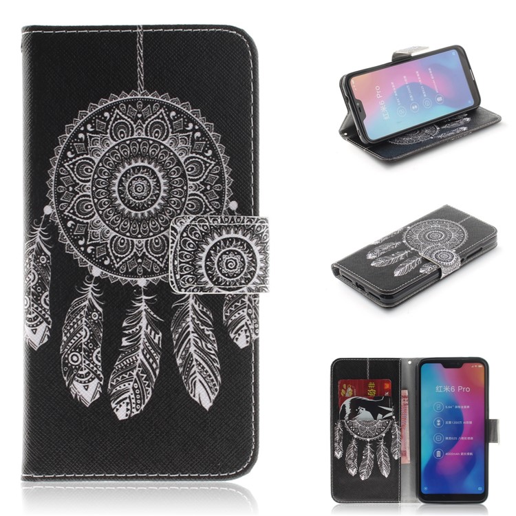 Pattern Printing Wallet Stand Leather Mobile Phone Case for Xiaomi Mi A2 Lite / Redmi 6 Pro - Tribal Dream Catcher-1