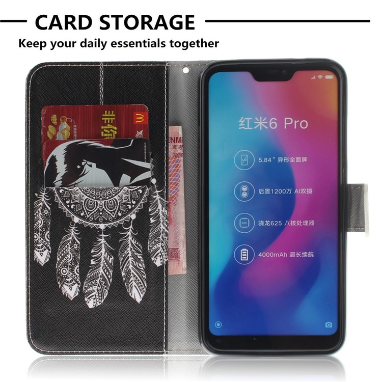 Pattern Printing Wallet Stand Leather Mobile Phone Case for Xiaomi Mi A2 Lite / Redmi 6 Pro - Tribal Dream Catcher-7