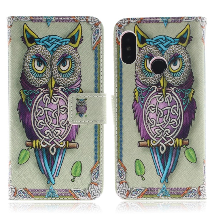 Pattern Printing Wallet Stand Leather Cell Phone Case for Xiaomi Mi A2 Lite / Redmi 6 Pro - Colorful Owl-2
