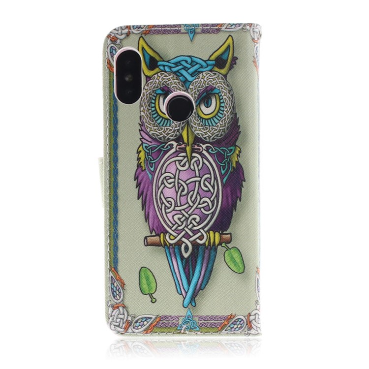 Pattern Printing Wallet Stand Leather Cell Phone Case for Xiaomi Mi A2 Lite / Redmi 6 Pro - Colorful Owl-3