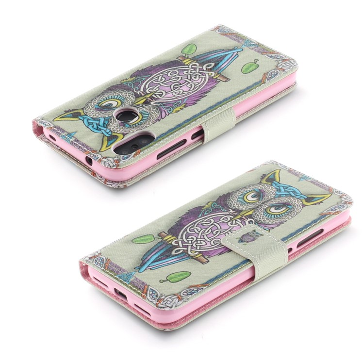 Pattern Printing Wallet Stand Leather Cell Phone Case for Xiaomi Mi A2 Lite / Redmi 6 Pro - Colorful Owl-4