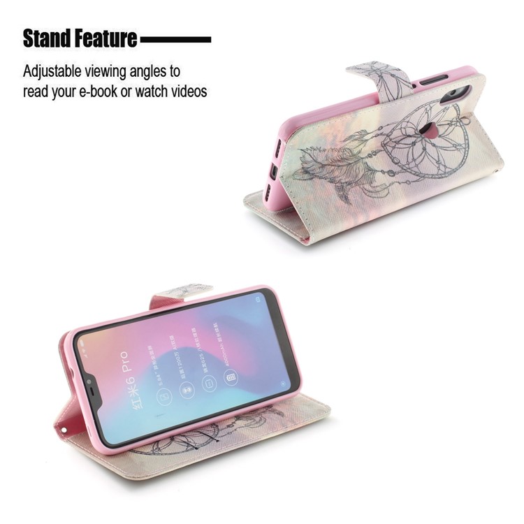 Pattern Printing Wallet Stand Leather Protective Case for Xiaomi Mi A2 Lite / Redmi 6 Pro - Dream Catcher-5