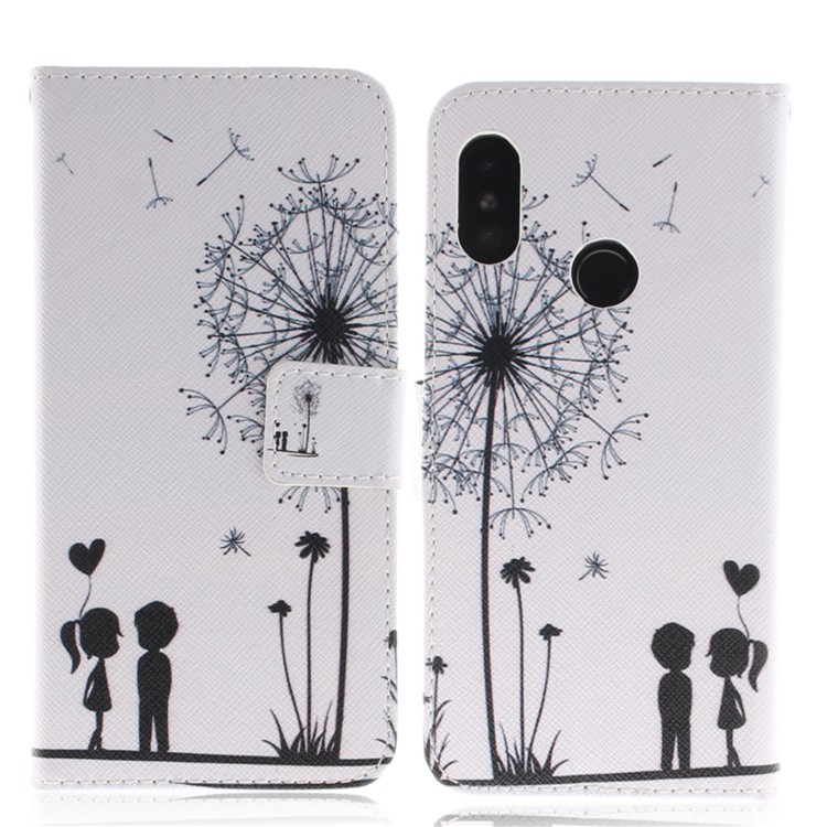 Pattern Printing Wallet Stand Leather Protective Shell for Xiaomi Mi A2 Lite / Redmi 6 Pro - Dandelion and Lovers-2