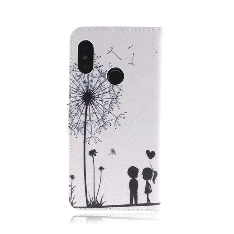 Pattern Printing Wallet Stand Leather Protective Shell for Xiaomi Mi A2 Lite / Redmi 6 Pro - Dandelion and Lovers-3