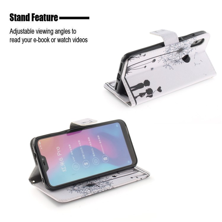 Pattern Printing Wallet Stand Leather Protective Shell for Xiaomi Mi A2 Lite / Redmi 6 Pro - Dandelion and Lovers-5