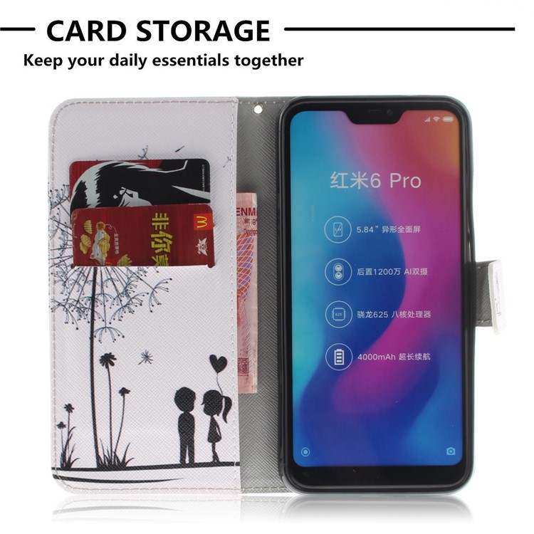 Pattern Printing Wallet Stand Leather Protective Shell for Xiaomi Mi A2 Lite / Redmi 6 Pro - Dandelion and Lovers-7