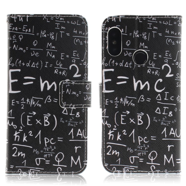 Pattern Printing Wallet Stand Leather Protective Casing for Xiaomi Mi A2 Lite / Redmi 6 Pro - Formula-2