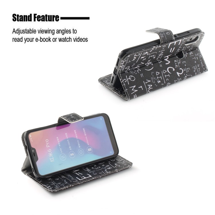Pattern Printing Wallet Stand Leather Protective Casing for Xiaomi Mi A2 Lite / Redmi 6 Pro - Formula-5