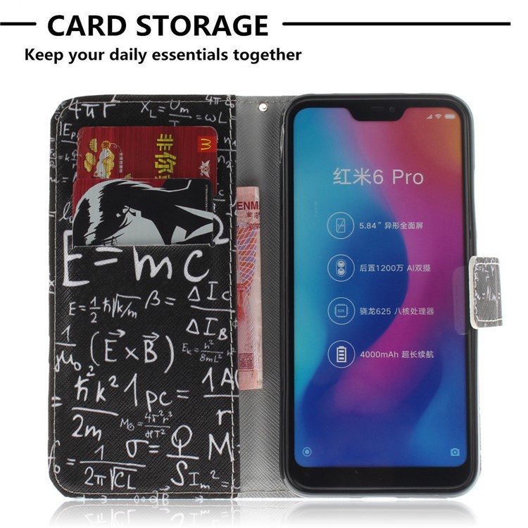 Pattern Printing Wallet Stand Leather Protective Casing for Xiaomi Mi A2 Lite / Redmi 6 Pro - Formula-7
