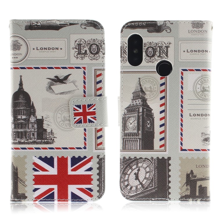Pattern Printing Wallet Stand Leather Flip Phone Case for Xiaomi Mi A2 Lite / Redmi 6 Pro - London Elements-2