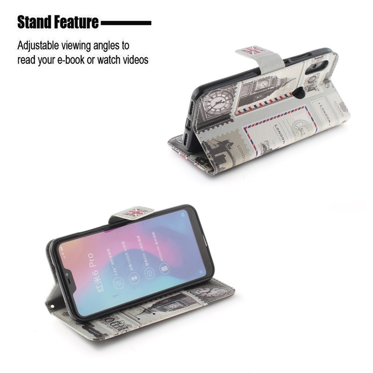 Pattern Printing Wallet Stand Leather Flip Phone Case for Xiaomi Mi A2 Lite / Redmi 6 Pro - London Elements-5