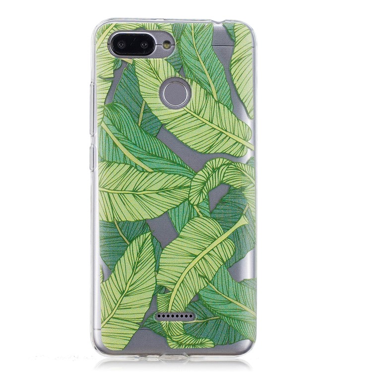 Pattern Printing IMD TPU Phone Casing for Xiaomi Redmi 6 - Green Leaves-2