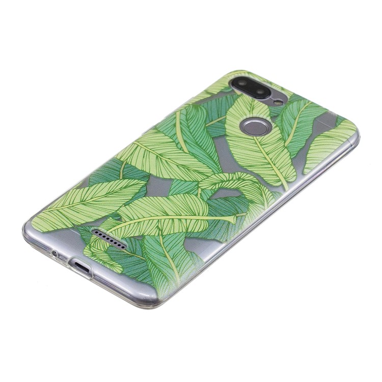 Pattern Printing IMD TPU Phone Casing for Xiaomi Redmi 6 - Green Leaves-4
