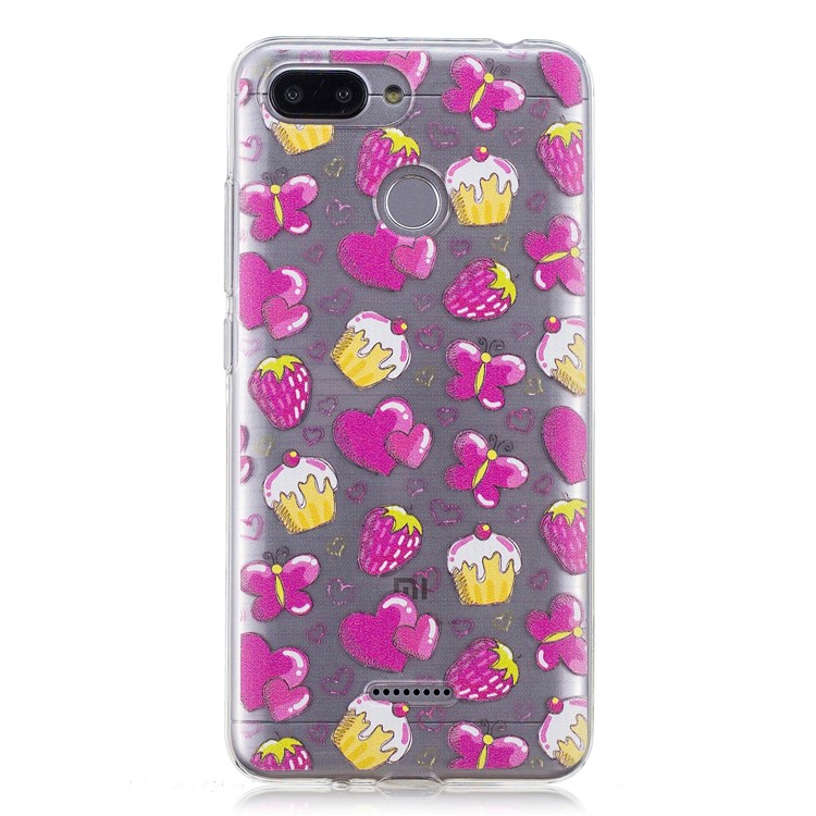 Pattern Printing IMD TPU Mobile Case for Xiaomi Redmi 6 - Cake and Strawberry-2