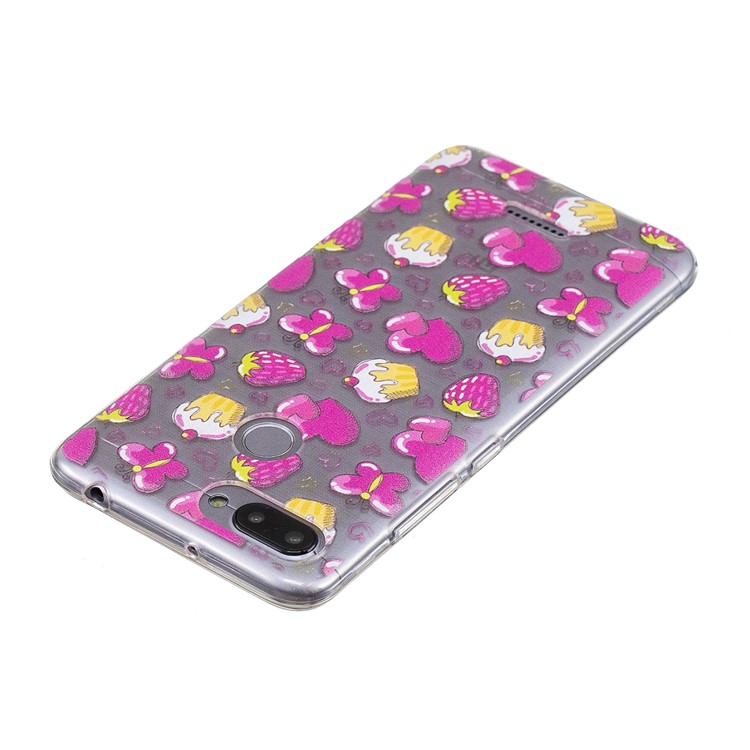 Pattern Printing IMD TPU Mobile Case for Xiaomi Redmi 6 - Cake and Strawberry-5