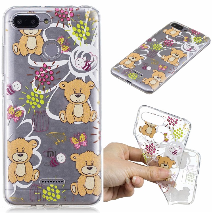 Pattern Printing IMD TPU Mobile Shell for Xiaomi Redmi 6 - Brown Bear-1