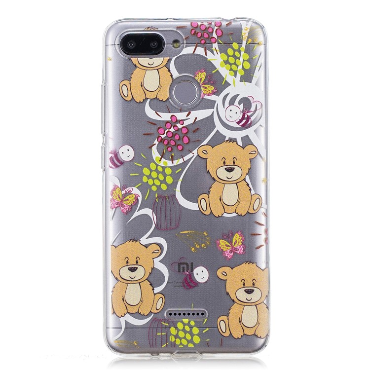 Pattern Printing IMD TPU Mobile Shell for Xiaomi Redmi 6 - Brown Bear-2