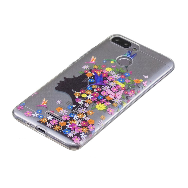 Pattern Printing IMD TPU Mobile Casing for Xiaomi Redmi 6 - Flowered Girl-4