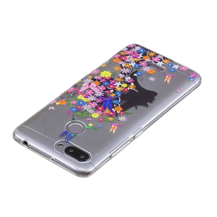 Pattern Printing IMD TPU Mobile Casing for Xiaomi Redmi 6 - Flowered Girl-5