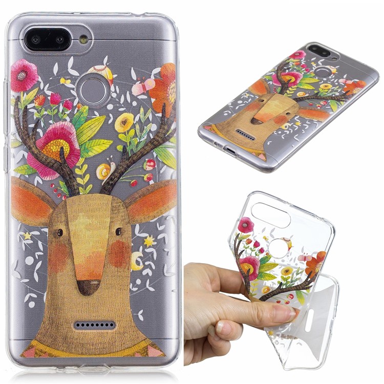 Pattern Printing IMD TPU Cell Phone Case for Xiaomi Redmi 6 - Flowered Elk-1
