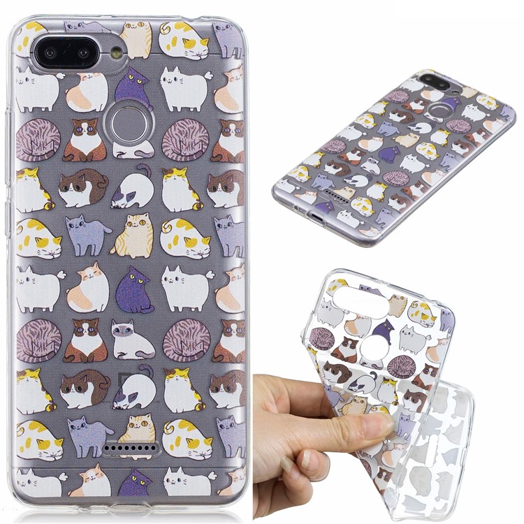 Pattern Printing IMD TPU Mobile Phone Shell for Xiaomi Redmi 6 - Cartoon Cats-1