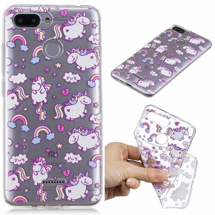 Pattern Printing IMD TPU Case Mobile Accessory for Xiaomi Redmi 6 - Lovely Unicorns-1