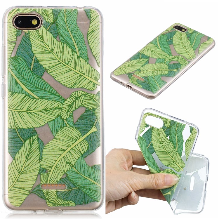 Pattern Printing IMD TPU Mobile Phone Cover for Xiaomi Redmi 6A (Single 12MP Rear Camera) - Green Leaves-1