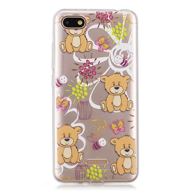 For Xiaomi Redmi 6A (Single 12MP Rear Camera) Patterned IMD Soft TPU Protection Phone Casing - Brown Bear-2